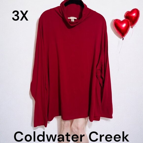 COLDWATER CREEK  RED Turtle Neck Style TOP  3X EUC - Picture 1 of 6